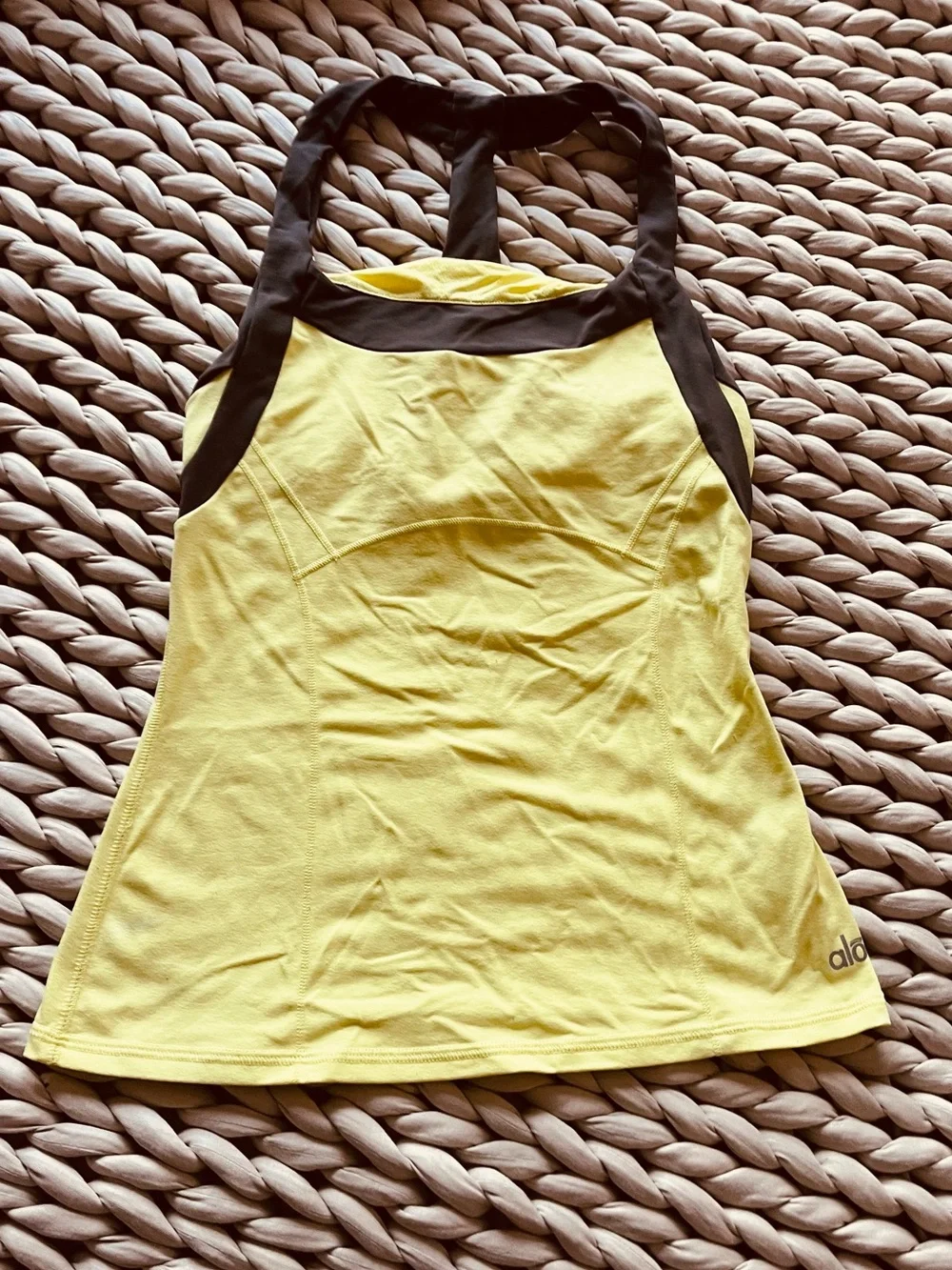 Alo Racerback Active Tank Butter Yellow Activewear Tank Top - Picture 9 of 11